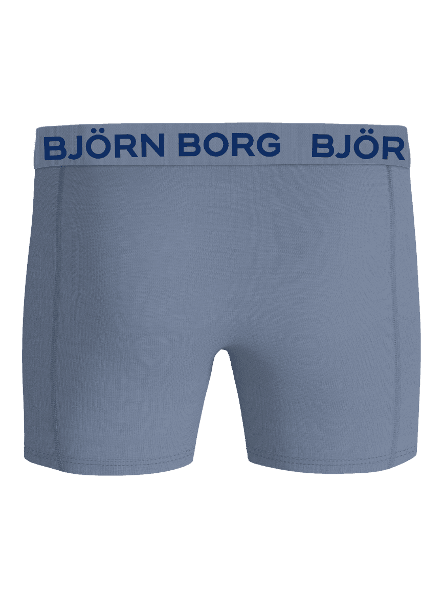 Front view of blue Cotton Stretch Boxers 3-pack for men, featuring cotton stretch boxer briefs and navy logo waistband. - Image 3