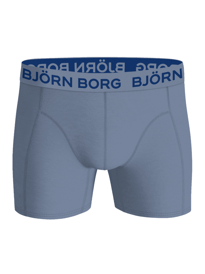 Vue de face du Cotton Stretch Boxers 3-pack bleu en coton extensible avec ceinture en microfibre à logo bleu. - Image 2