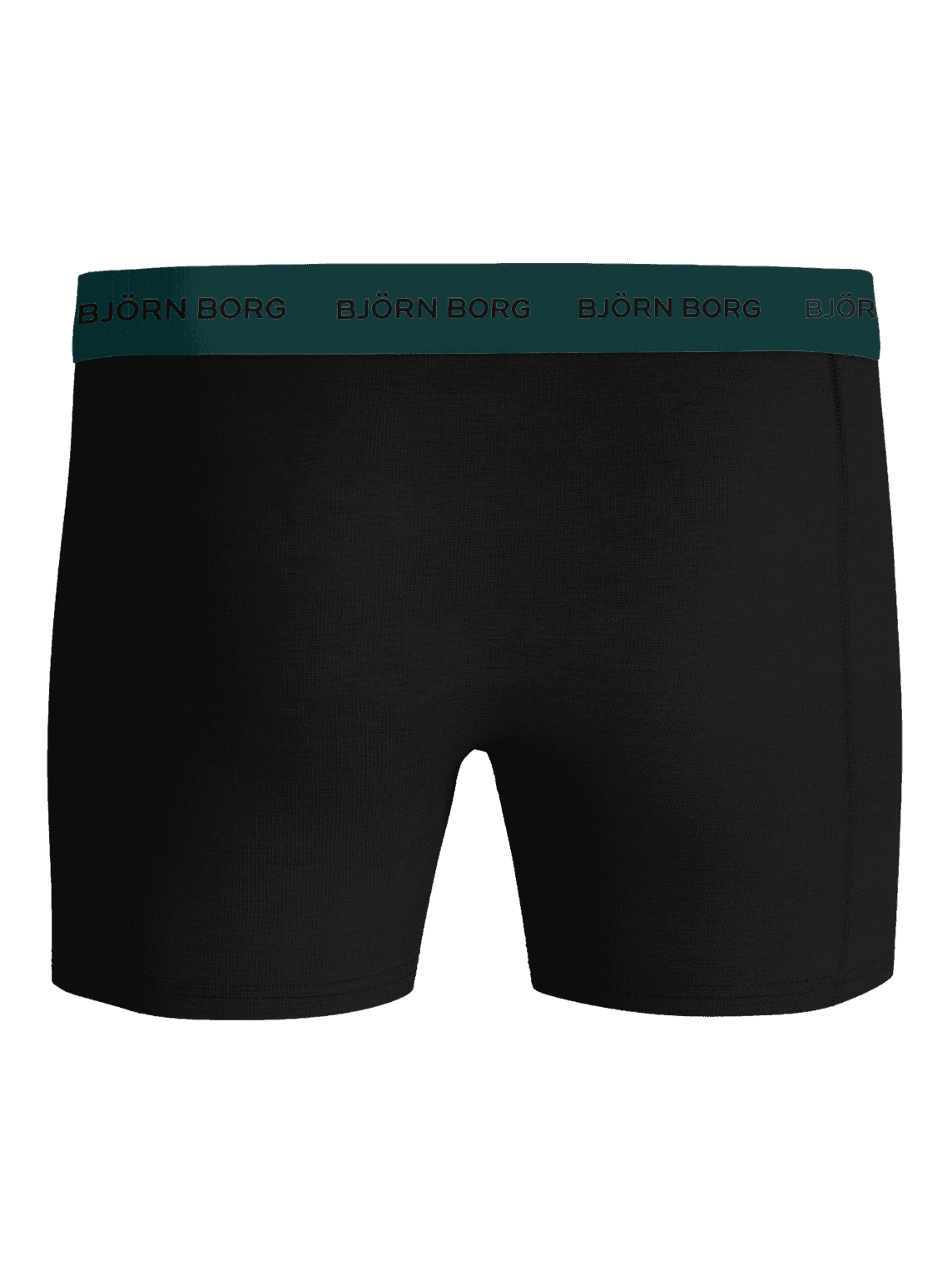 Front view of the black Cotton Stretch Boxers 3-pack featuring a teal microfiber waistband with a black logo and soft cotton. - Image 3