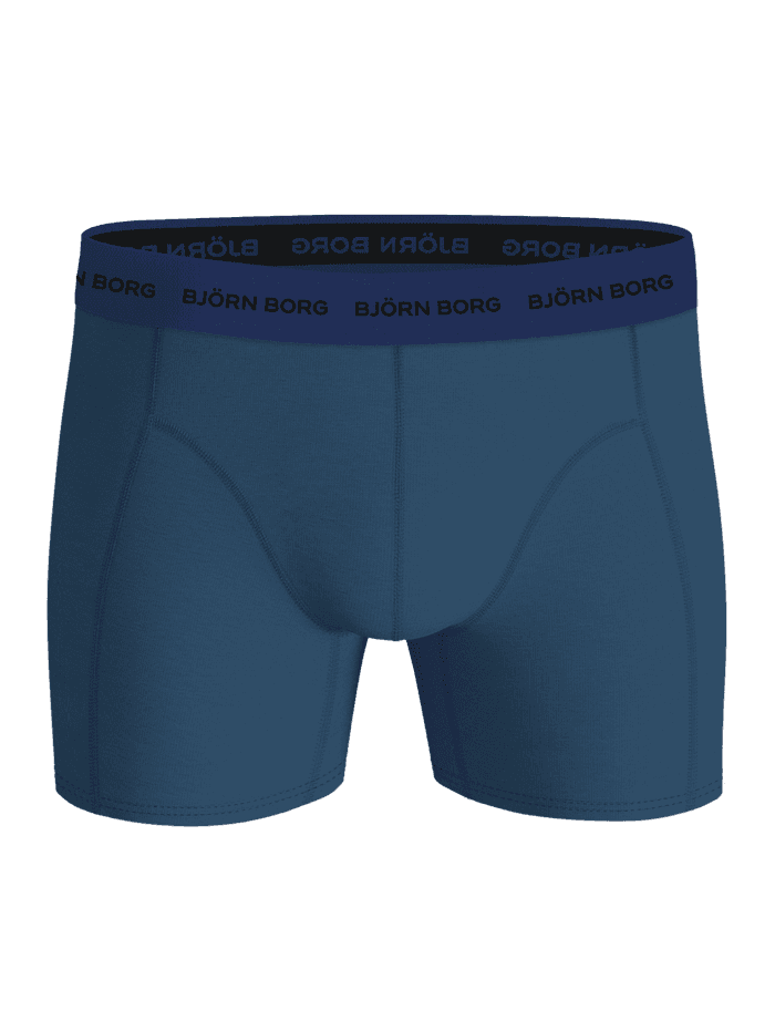 Vue de face du Cotton Stretch Boxers 3-pack bleu en coton extensible avec ceinture à logo pour un ajustement parfait. - Image 5