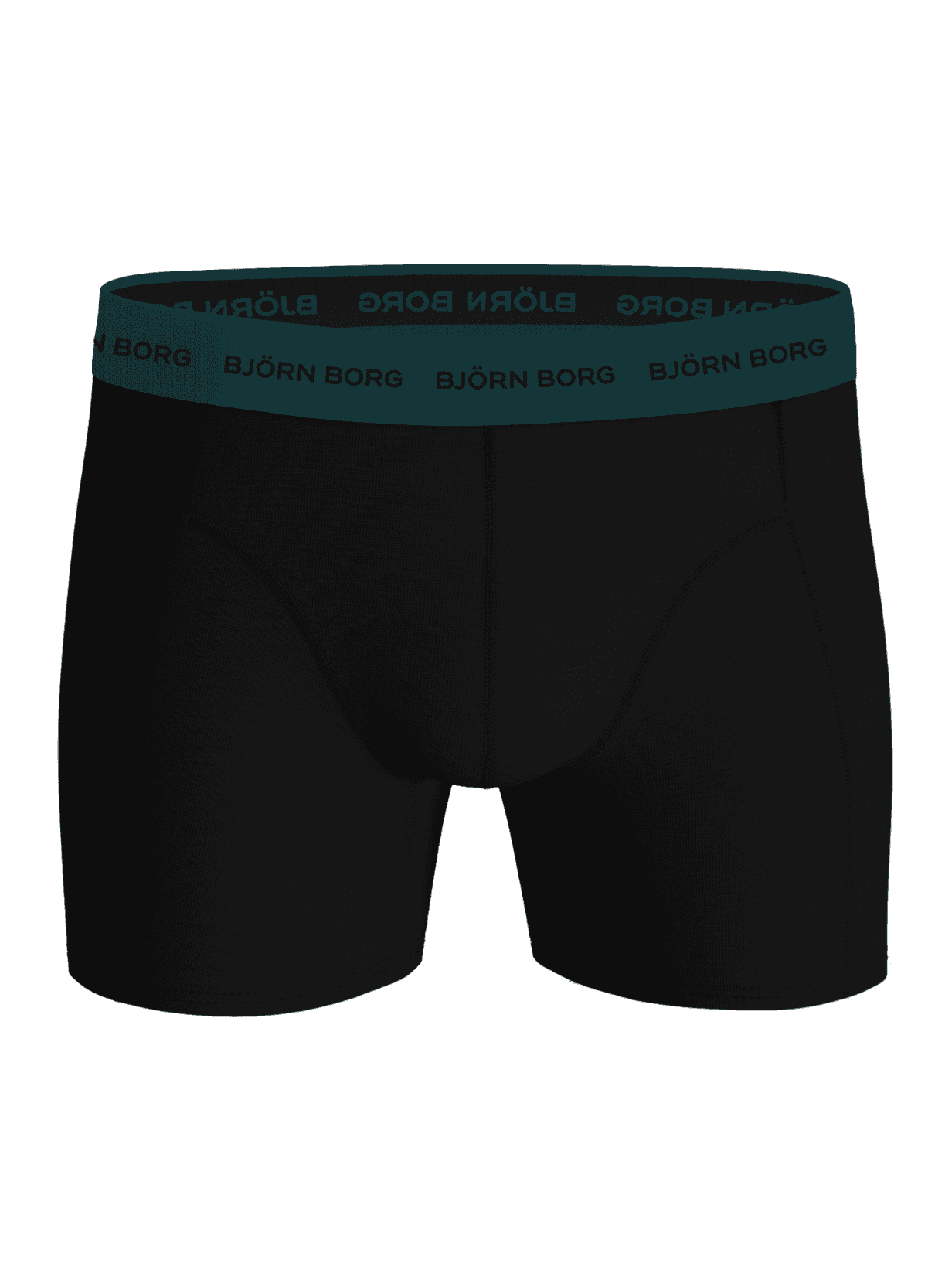 Front view of the black Cotton Stretch Boxers 3-pack with a teal logo waistband for style and function. - Image 2