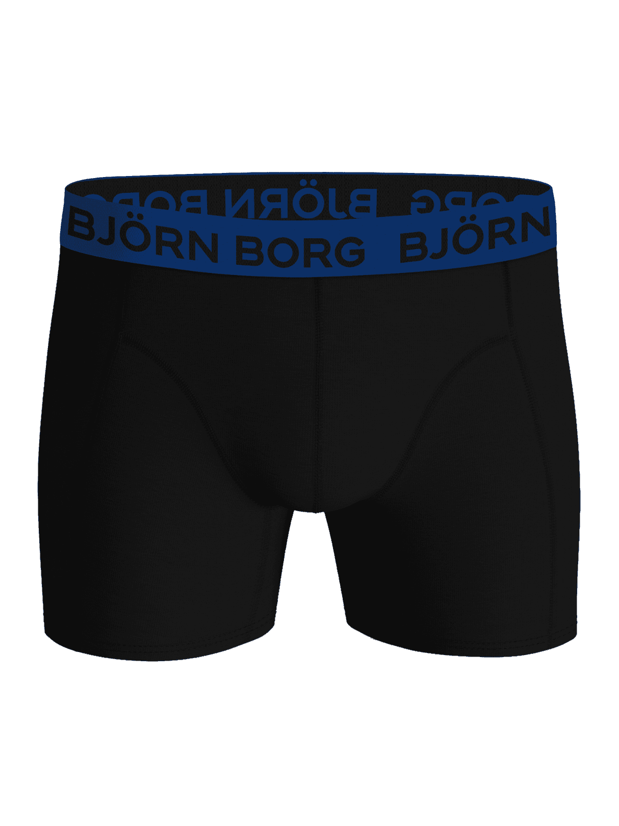 Front view of the black Cotton Stretch Boxers 5-pack, featuring a blue signature logo waistband for style and function. - Image 3