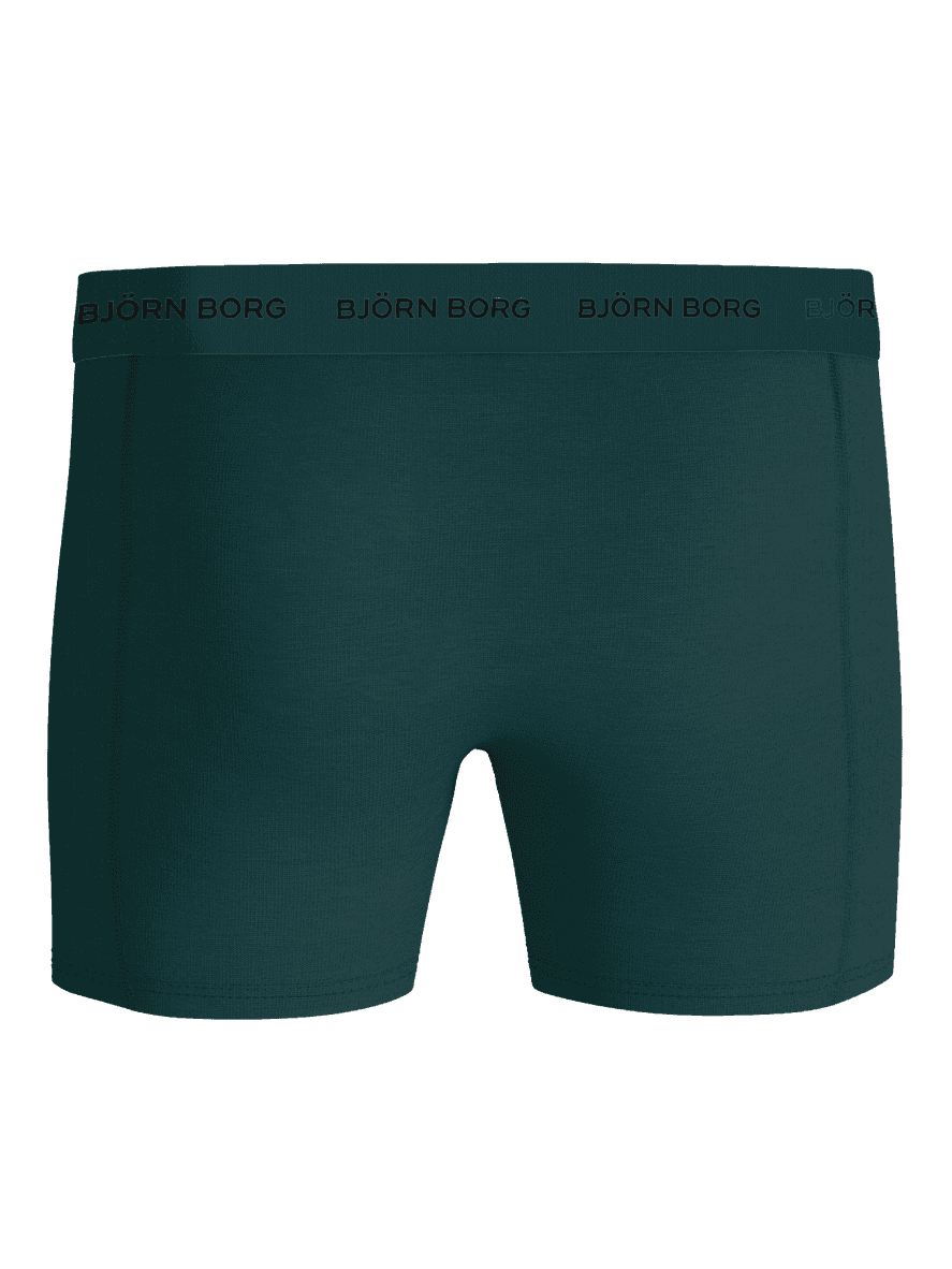 Front view of the green Björn Borg Cotton Stretch Boxers 5-pack, functional boxer briefs with a stylish dark logo waistband. - Image 3