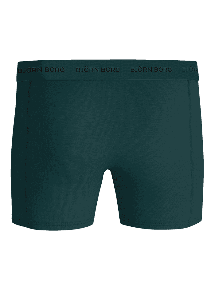 Vue de face du Cotton Stretch Boxers 5-pack vert, caleçons fonctionnels en coton avec ceinture à logo sombre. - Image 3