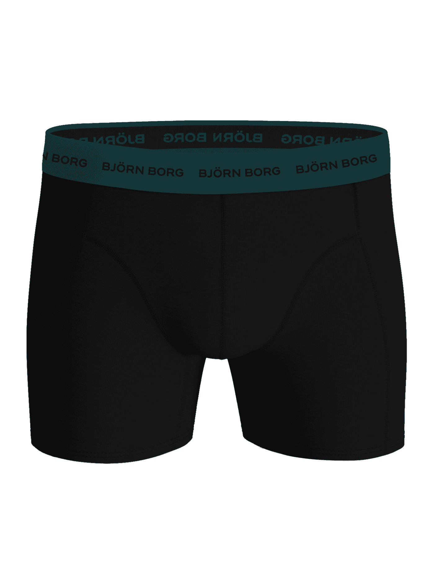 Cotton Stretch Boxers 5-pack in Black, featuring a teal logo waistband on these comfortable cotton boxer briefs for men. - Image 2