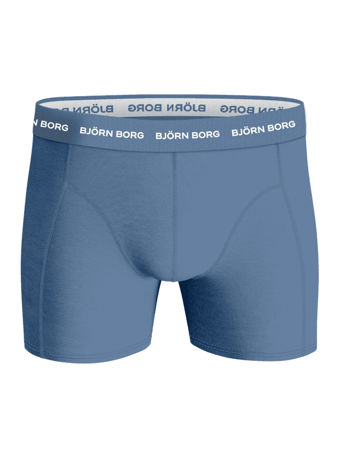 Cotton Stretch Boxers 5-pack bleu en coton stretch avec ceinture à logo blanc en microfibre. - Image 4