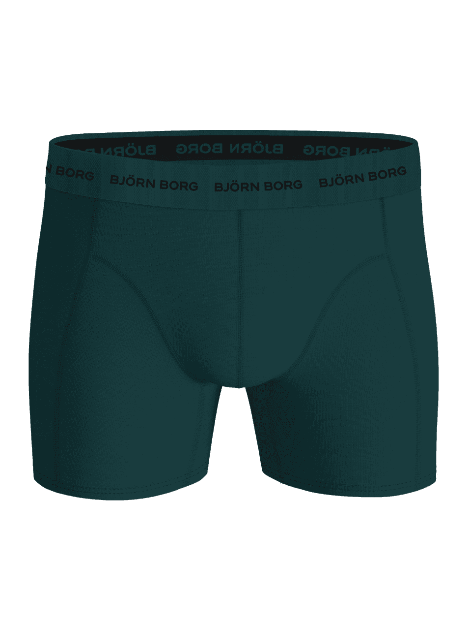 Front view of the green Cotton Stretch Boxers 5-pack, featuring a stylish logo waistband and functional boxer briefs fit. - Image 2