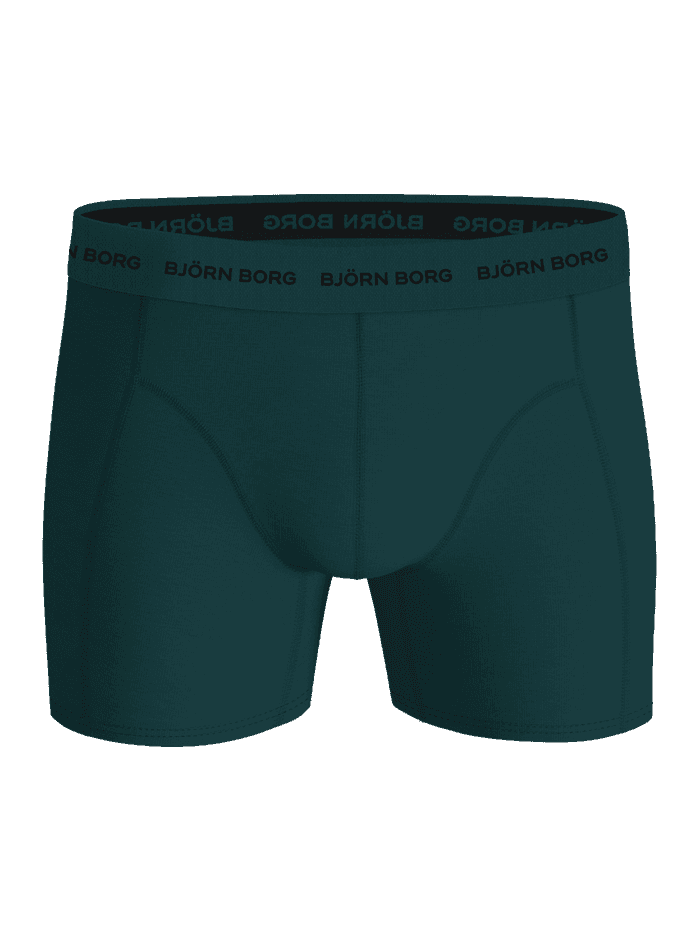 Vue de face du Cotton Stretch Boxers 5-pack vert en coton extensible avec taille à logo noir et coupe fonctionnelle. - Image 2