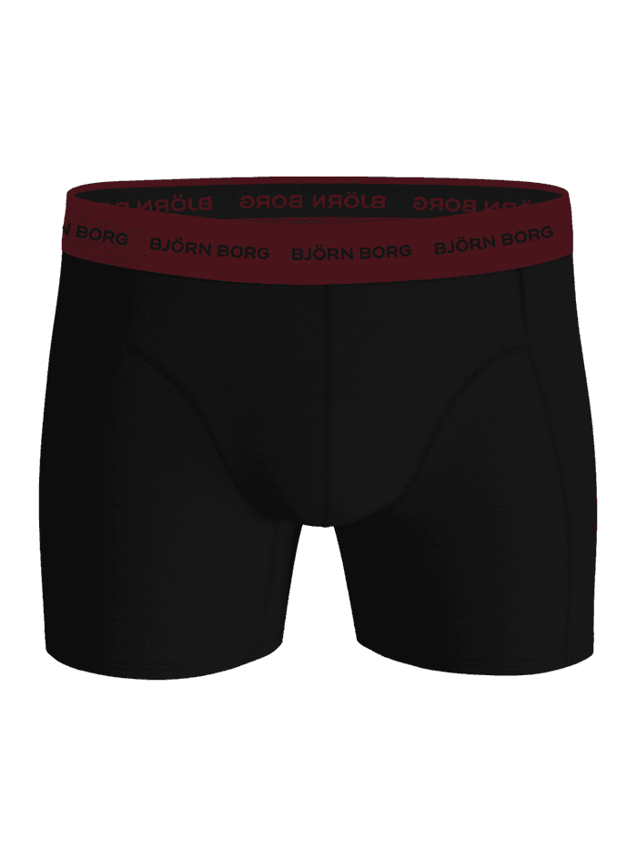 Front view of the black Cotton Stretch Boxers 5-pack, showing functional men's boxer briefs with a logo elastic waistband. - Image 5