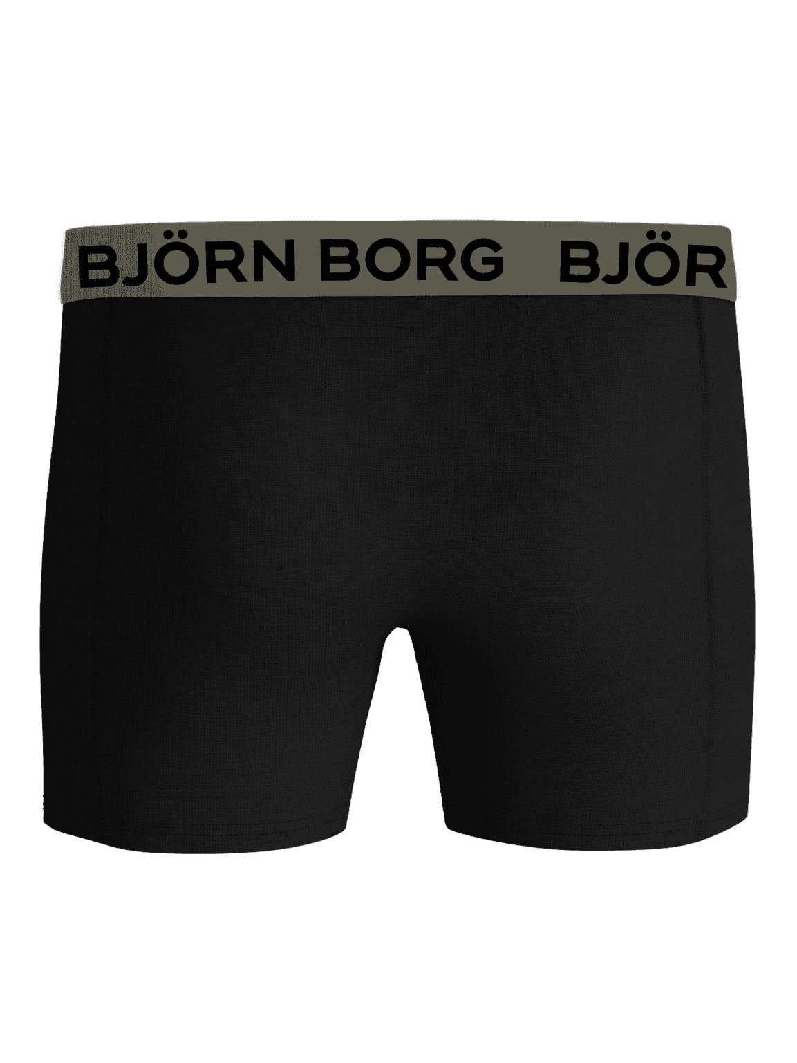 Front view of the black Cotton Stretch Boxers 7-pack featuring a green microfiber waistband with a black logo. - Image 3