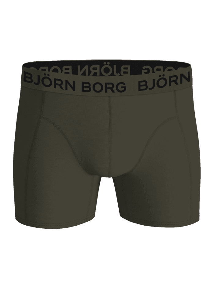 Vue de face du Cotton Stretch Boxers 7-pack vert en coton doux avec une ceinture à logo noir fonctionnelle. - Image 5