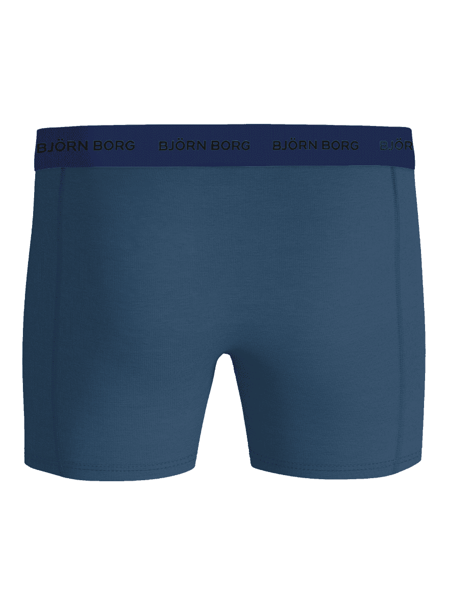 Front view of the Björn Borg Cotton Stretch Boxers 7-pack in blue, featuring a logo waistband and comfortable fit. - Image 3