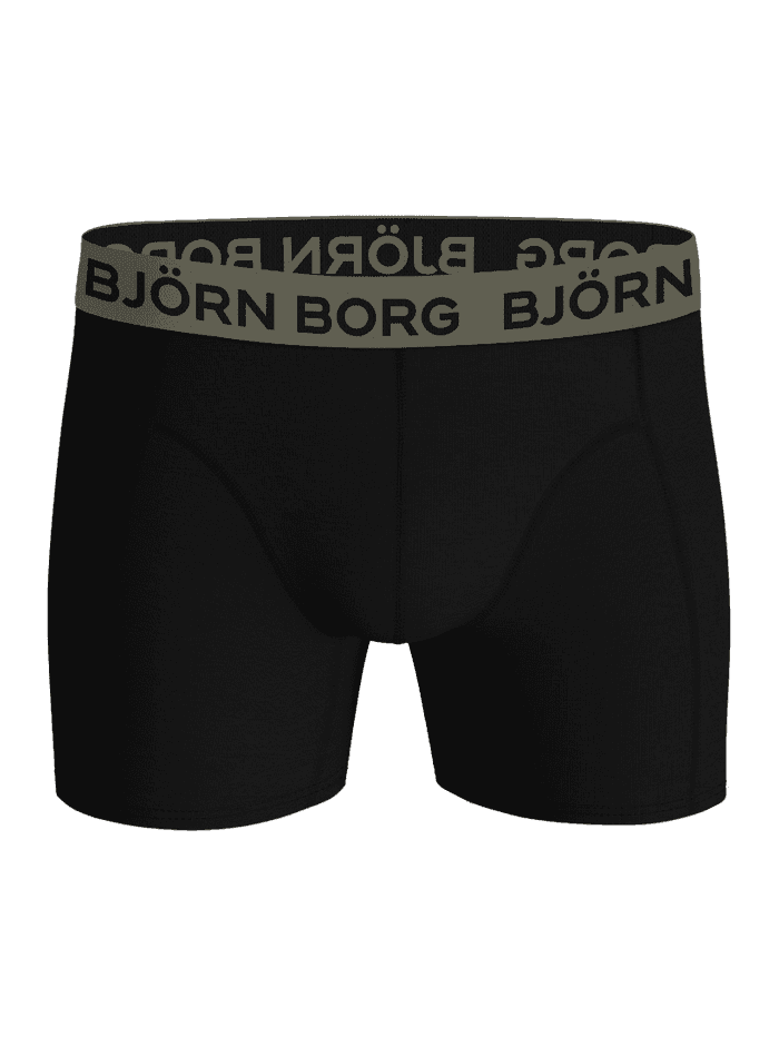 Cotton Stretch Boxers 12-pack in black with a green microfiber waistband and dark logo for a stylish and supportive fit. - Image 5