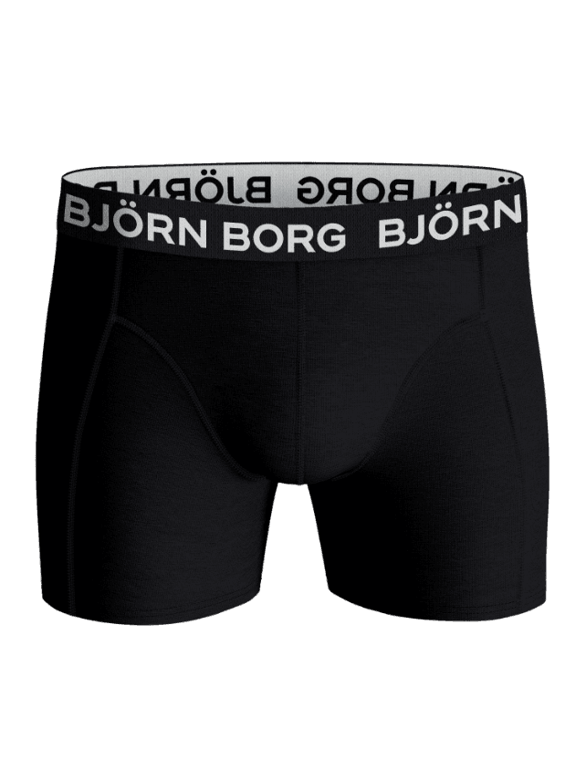 Vorderansicht der Cotton Stretch Boxers 12-pack in Schwarz aus weichem Baumwollstretch mit weißem Mikrofaser-Logo-Bund. - Image 2
