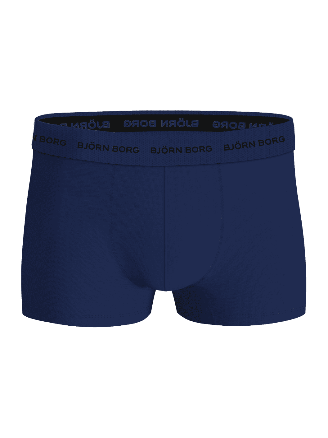 Cotton Stretch Trunks 3-pack i marineblå bomuld set forfra med sort logolinning og en behagelig pasform. - Image 2