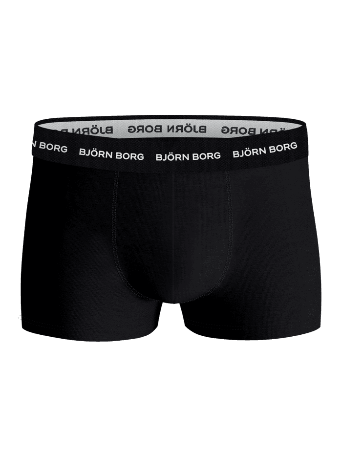 Vue de face du Cotton Stretch Trunks 3-pack noir, un shorty confortable en coton extensible à logo blanc. - Image 5
