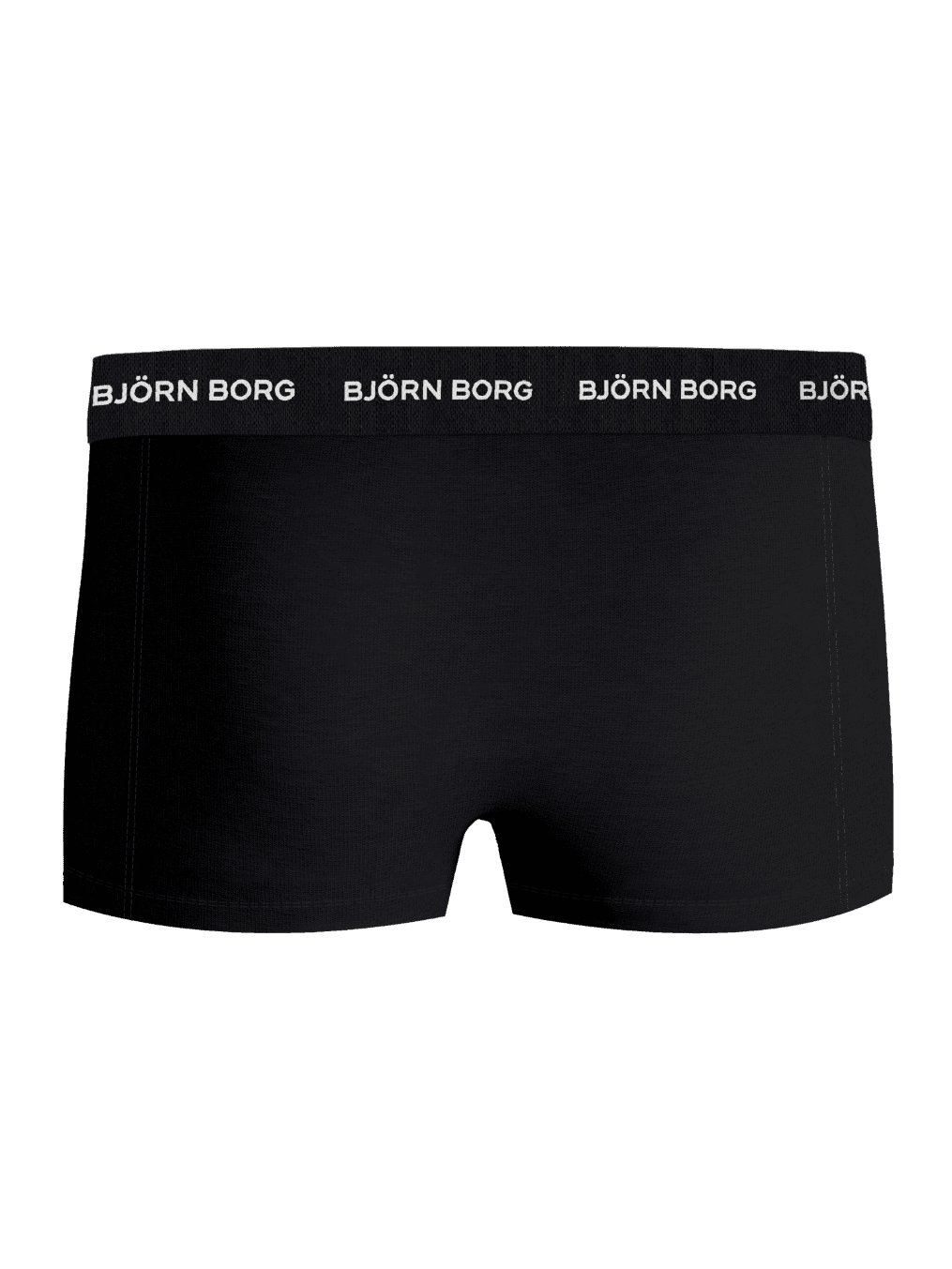 Back view of black Cotton Stretch Trunks 5-pack with a mid-rise fit and a white logo microfiber waistband. - Image 5