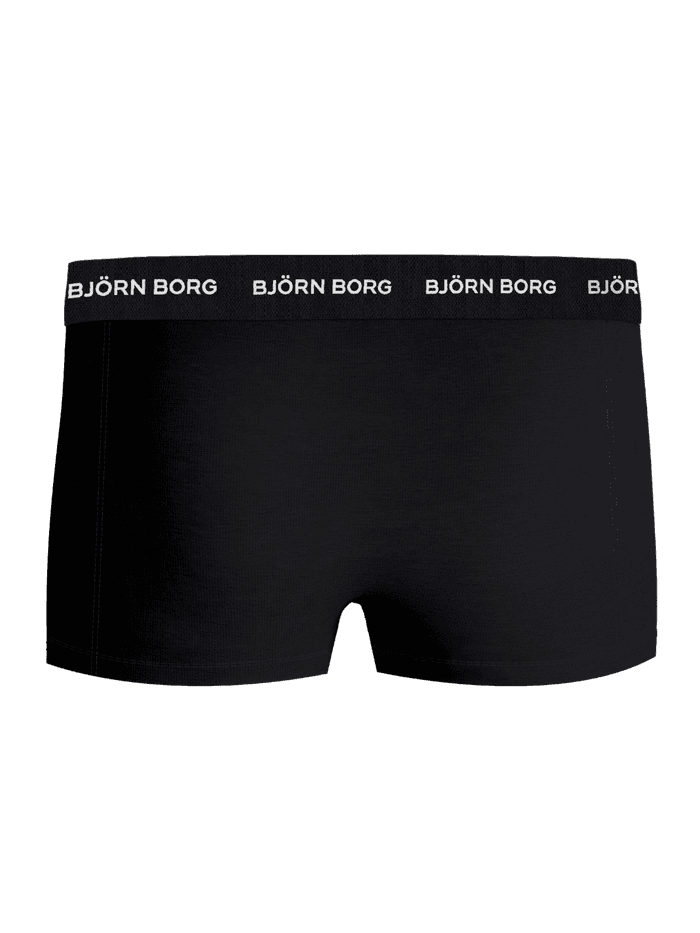 Cotton Stretch Trunks 5-pack in Zwart met een middelhoge taille en microvezel tailleband met wit logo, achteraanzicht. - Image 5