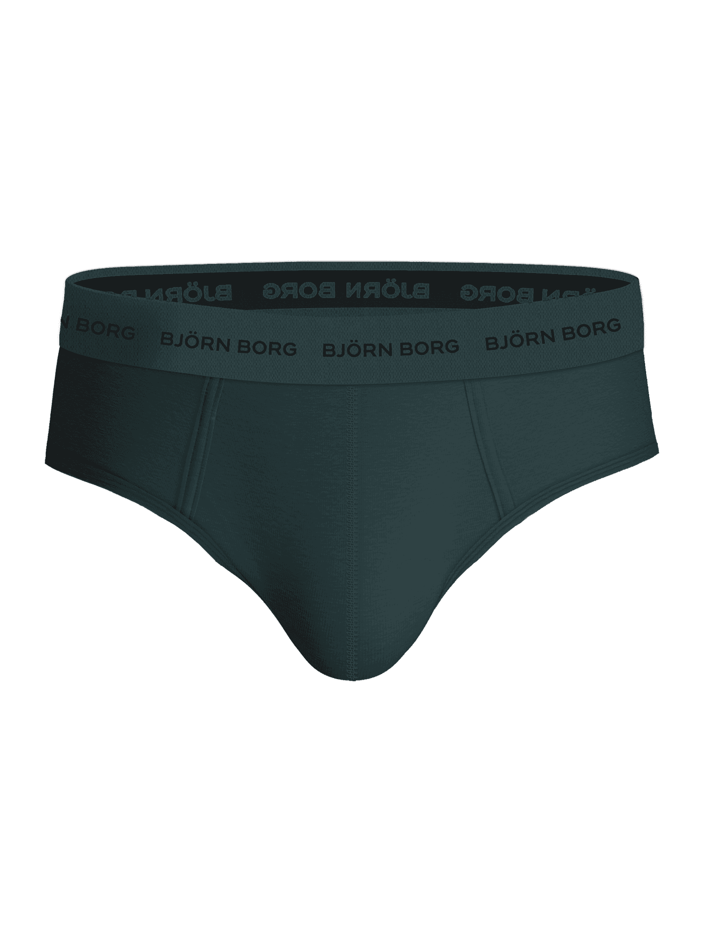 Groene Cotton Stretch Briefs 3-pack voor heren met zwarte microvezel logotailleband en functionele pasvorm, vooraanzicht. - Image 2
