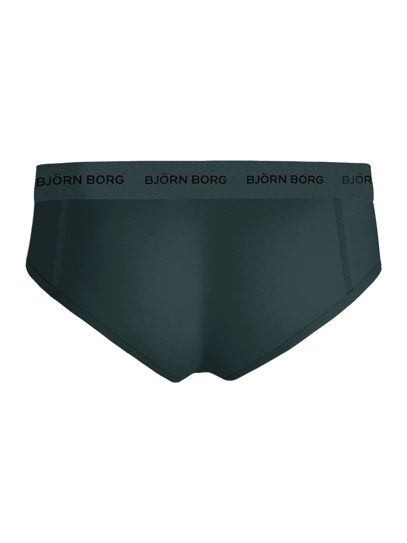 Achteraanzicht van de groene Björn Borg Cotton Stretch Briefs 3-pack met een elastische logo-tailleband. - Image 3