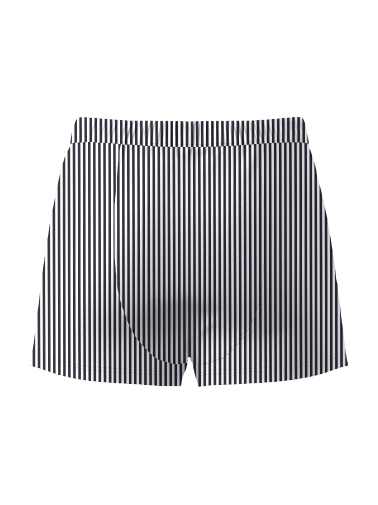 Back view of the Cotton Stretch Woven Boxers Shorts 2-pack featuring navy and white vertical stripes in 100% cotton. - Image 3