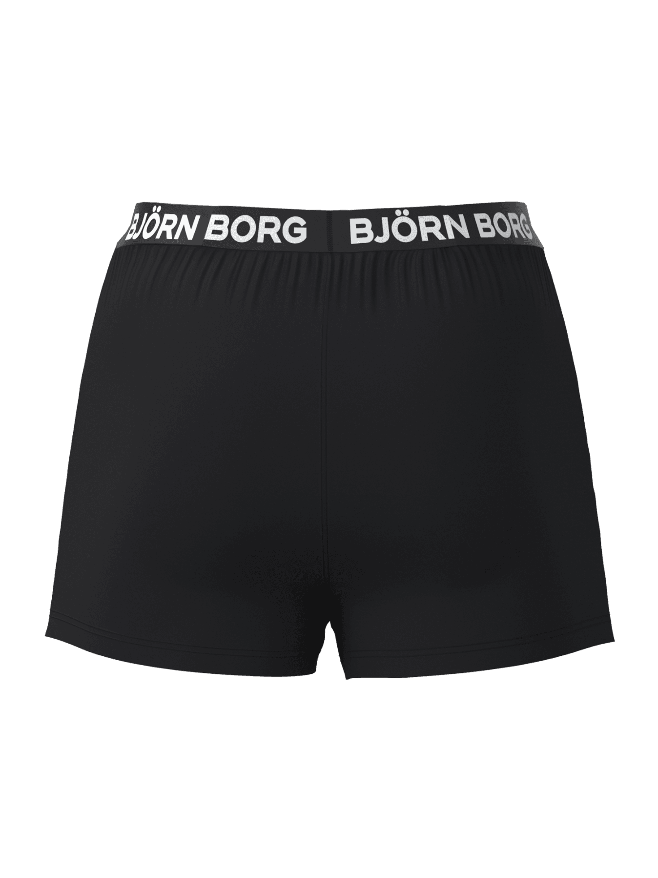 Back view of the black Cotton Stretch Logo Woven Boxers Shorts 2-pack featuring a white logo waistband. - Image 4