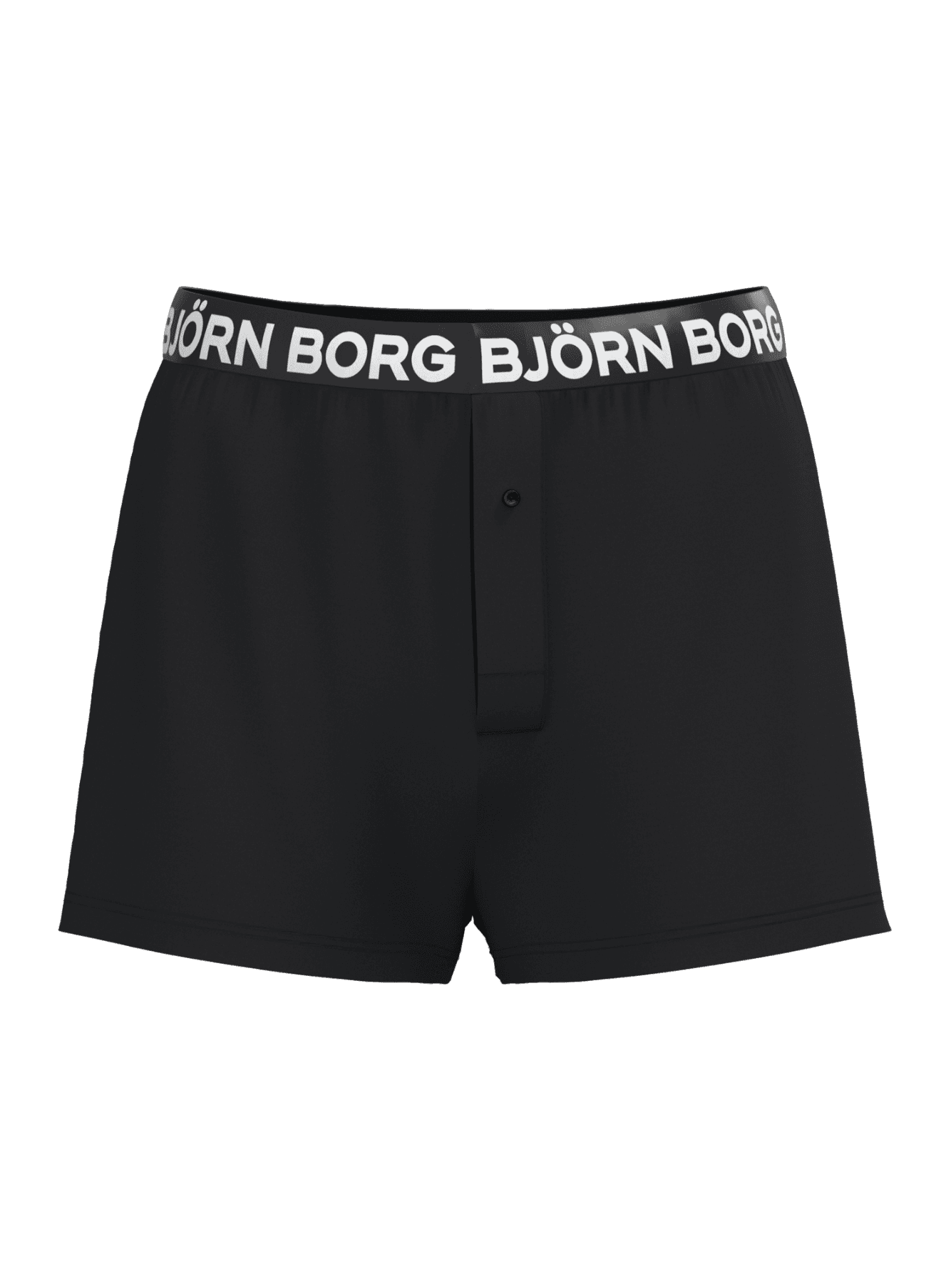 Black Cotton Stretch Logo Woven Boxers Shorts 2-pack for men, featuring a loose fit and a white Björn Borg logo waistband. - Image 3