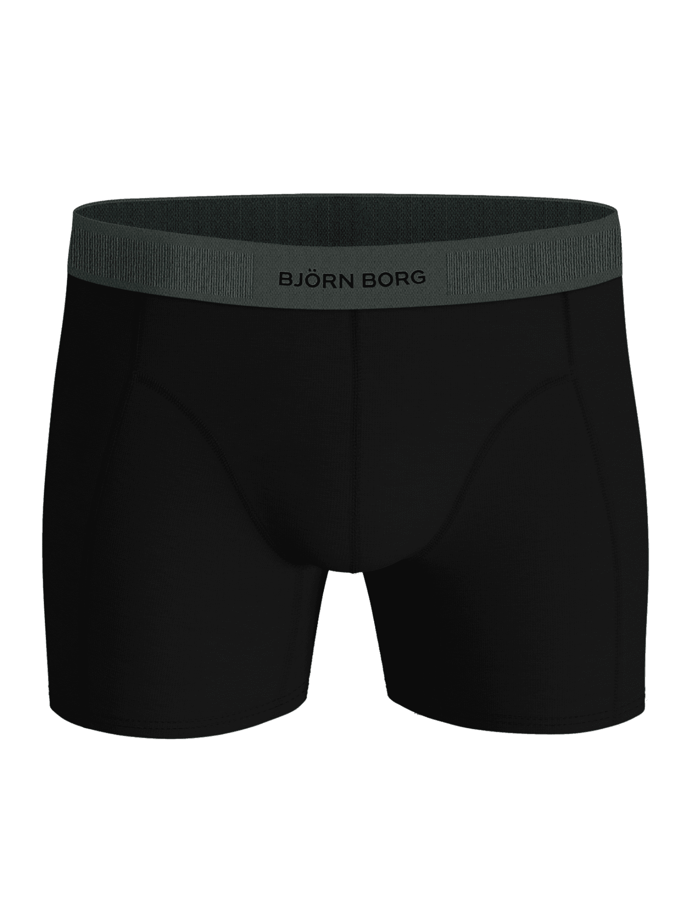 Front view of the black Organic Cotton Stretch Boxers 2-pack boxer briefs for men with a soft logo waistband. - Image 2