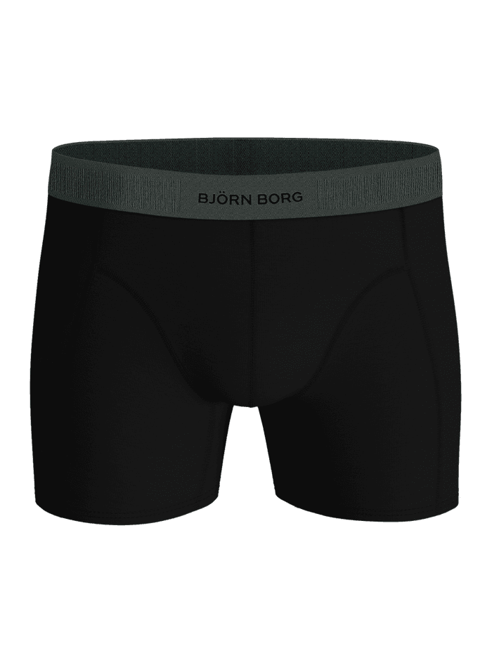 Vue de face du Organic Cotton Stretch Boxers 2-pack noir pour homme en coton avec ceinture à logo souple. - Image 2