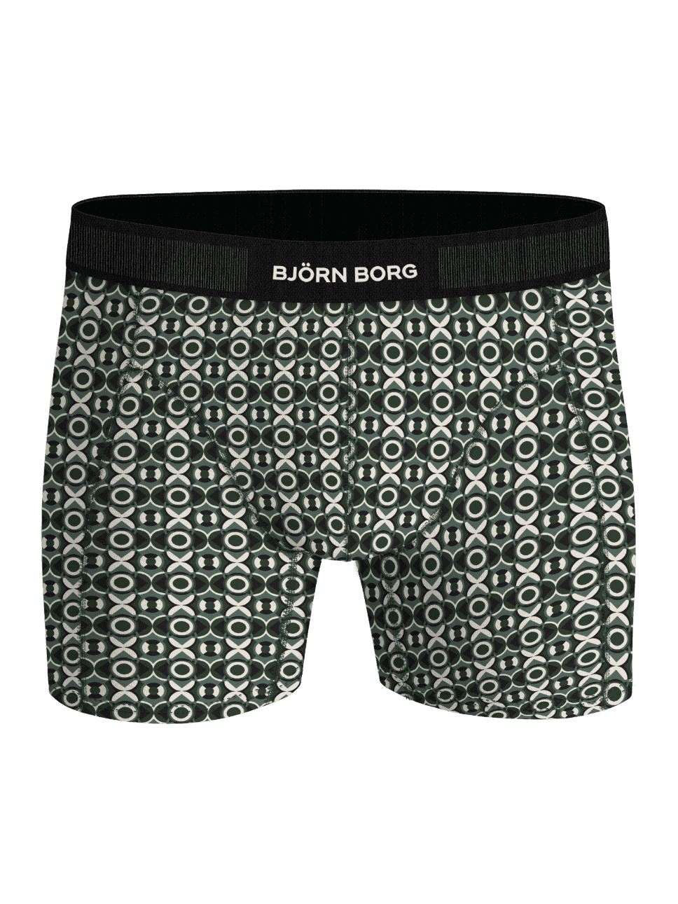 Vorderansicht der bedruckten Organic Cotton Stretch Boxers 3-pack in Grün mit weißem Logo am Bund für Style und Funktion. - Image 4