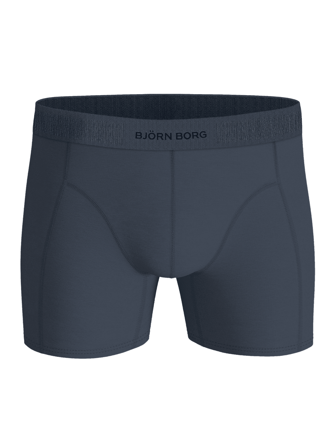 Vorderansicht des Organic Cotton Stretch Boxers 3-pack in Blue für Herren mit funktionalem schwarzem Logobund. - Image 2