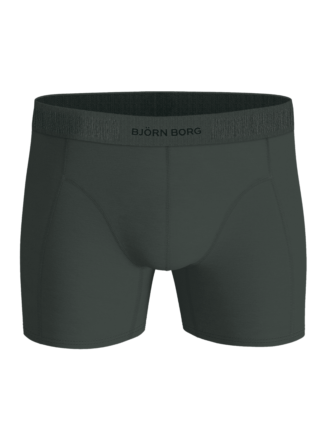 Vorderansicht der Organic Cotton Stretch Boxers 3-pack in Grün für Herren mit stützender Passform und schwarzem Logo-Bund. - Image 5