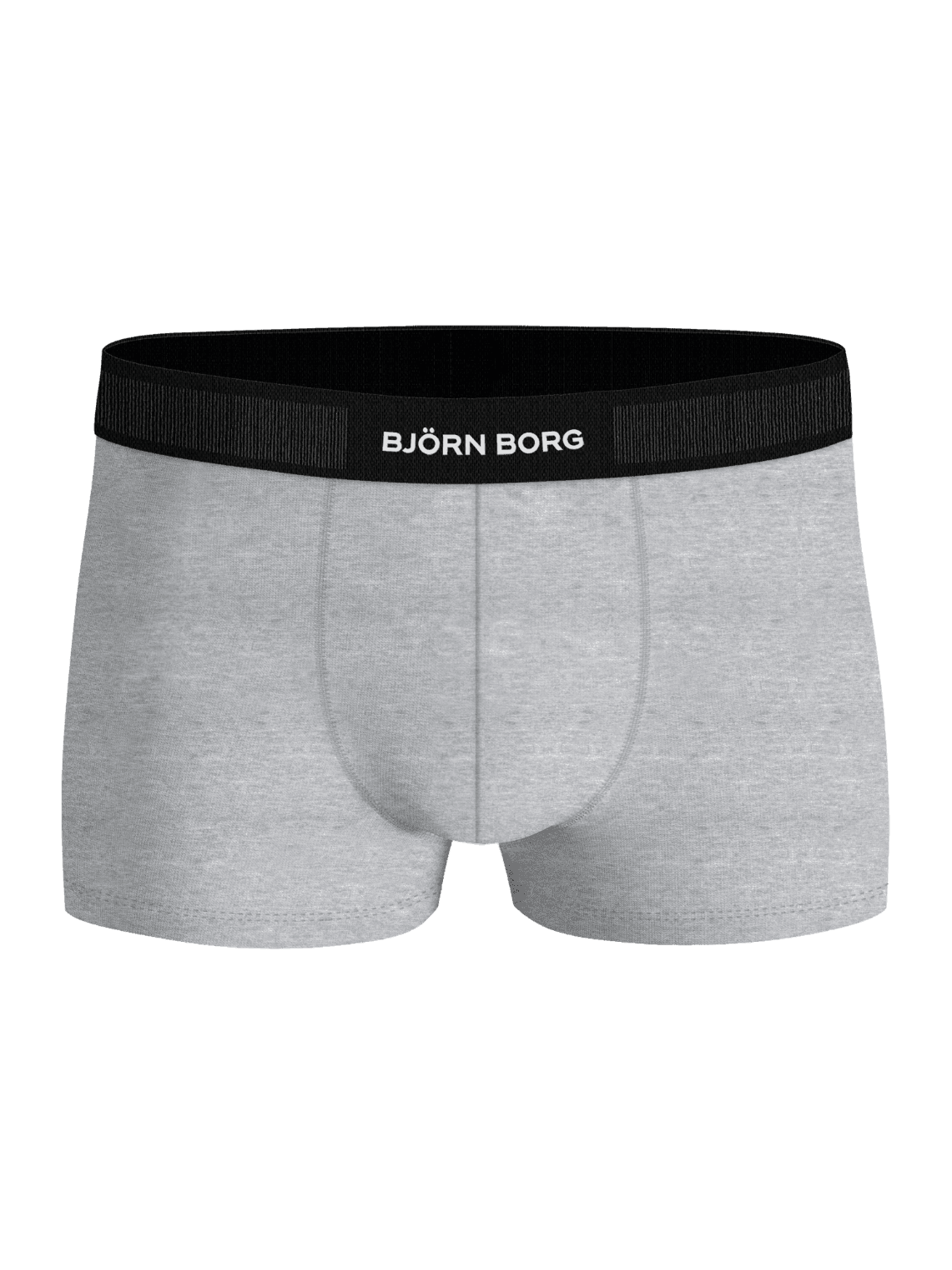 Organic Cotton Stretch Trunks 3-pack i grå melange med sort linning og hvidt logo set forfra. - Image 4