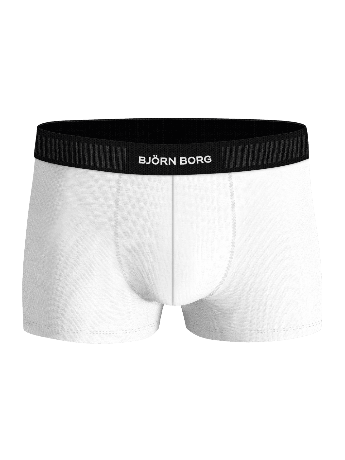 Organic Cotton Stretch Trunks 3-pack i hvid set forfra med en blød elastisk linning og hvidt logo. - Image 5