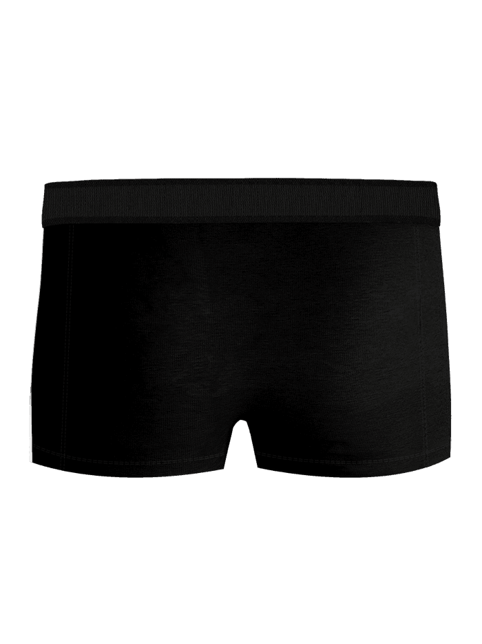 Zwarte Organic Cotton Stretch Trunks 3-pack van zacht biologisch katoen met logotailleband, achteraanzicht. - Image 3