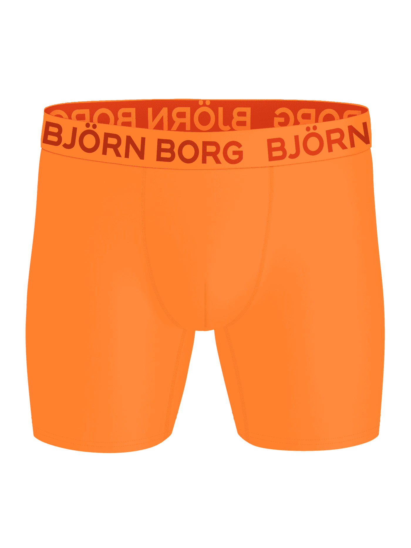Front view of the orange Sports Microfiber Boxers 3-pack training boxer briefs with a branded waistband. - Image 2