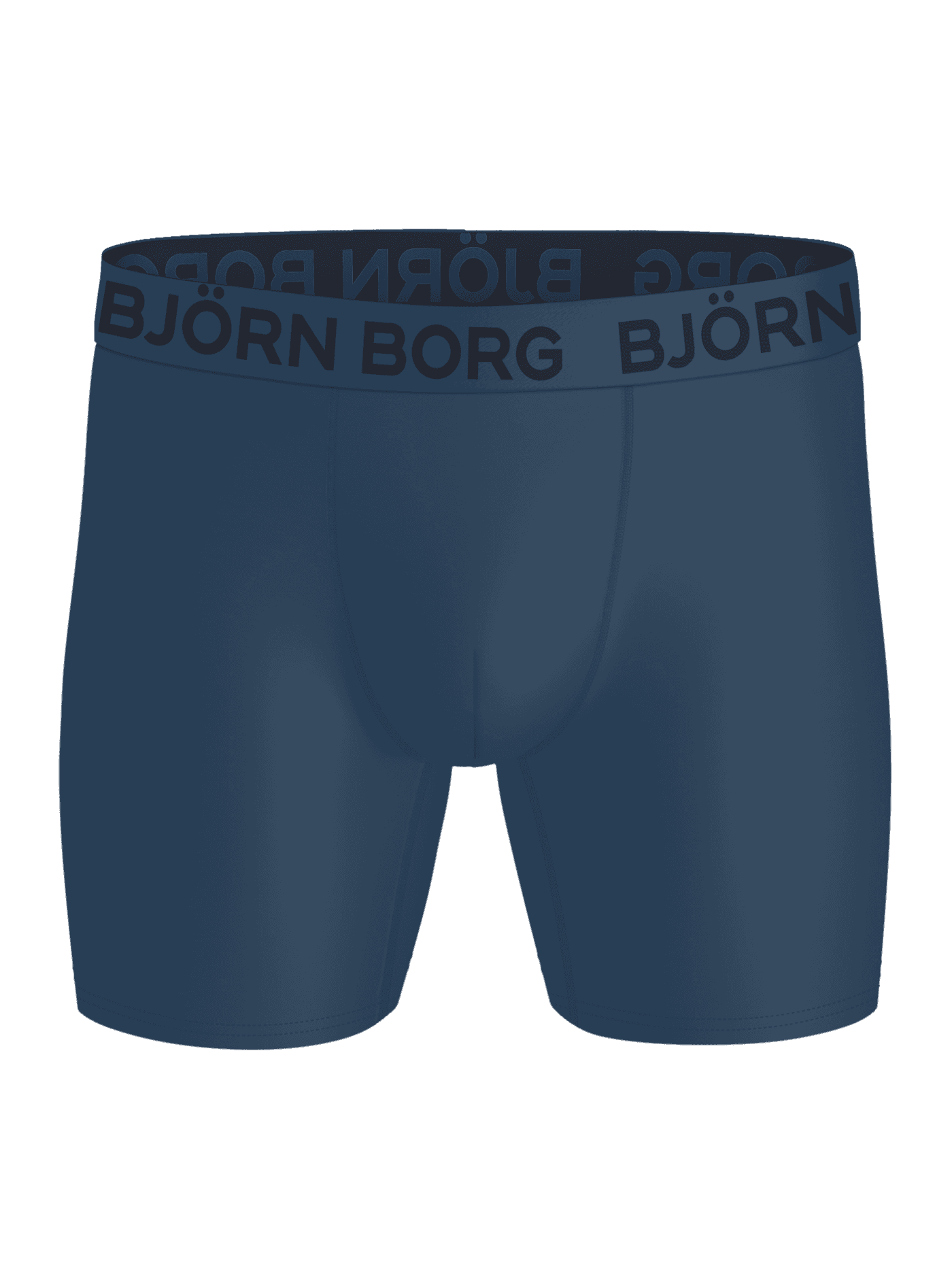 Sports Microfiber Boxers 3-pack til mænd i marineblå til træning set forfra med sort logo på taljen. - Image 2