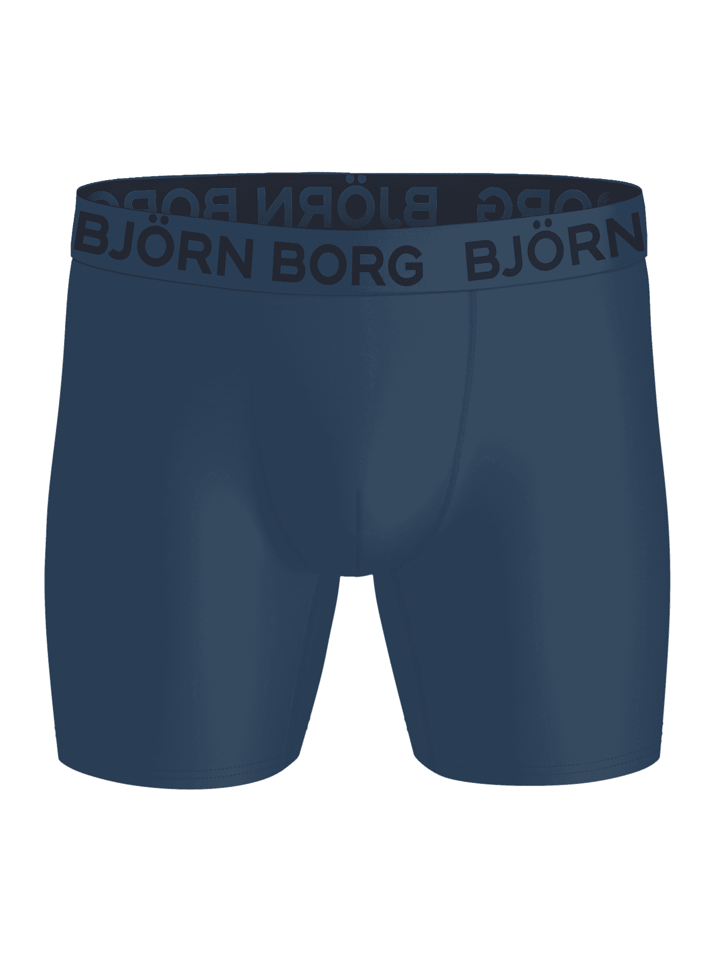 Marinblå Sports Microfiber Boxers 5-pack framifrån med svart logotyp på resåren för träning. - Image 6