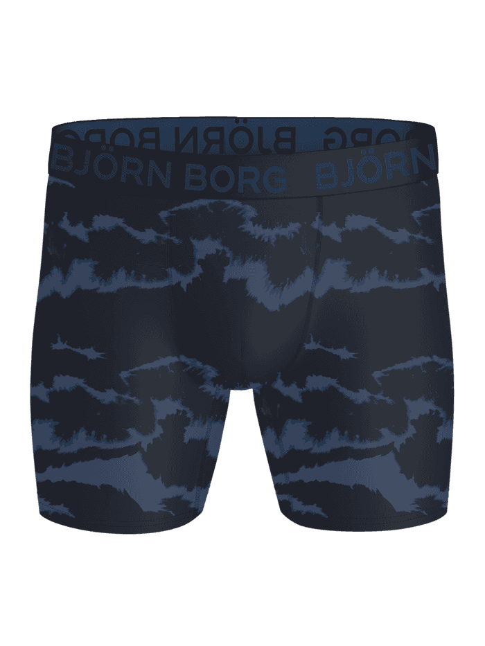 Sports Microfiber Boxers 5-pack in navy blue and blue print, featuring boxer briefs with a blue logo for training. - Image 5