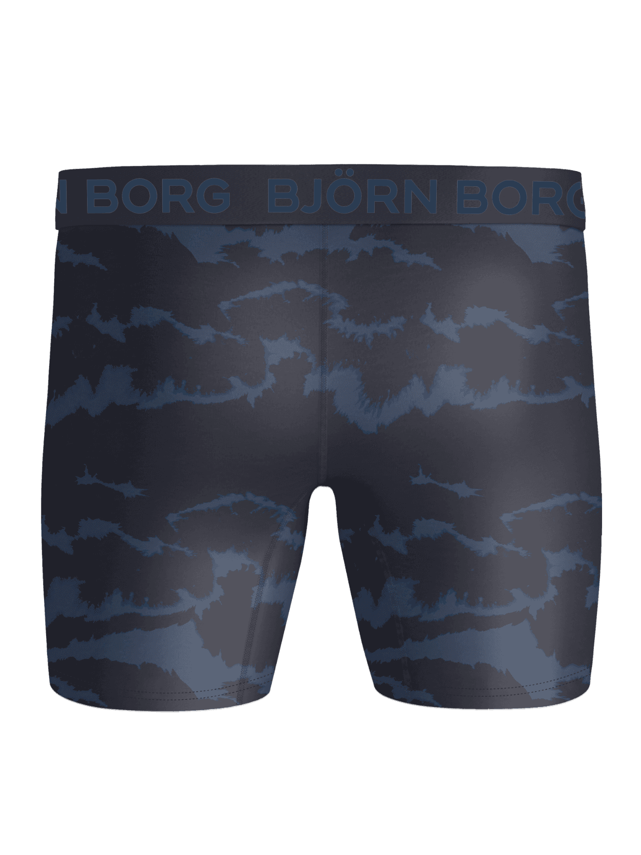 Back view of the Blue (Blue) Sports Lightweight Boxers 2-pack with a wave print, training boxer briefs with a navy logo. - Image 3