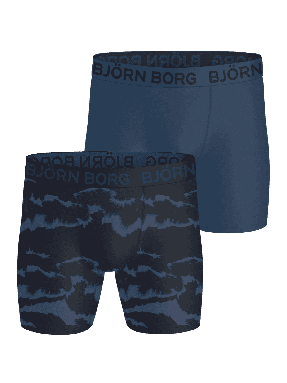 Björn Borg Sports Lightweight Boxers 2-pack in blauw met een print en marineblauw logo voor training. - Image 1