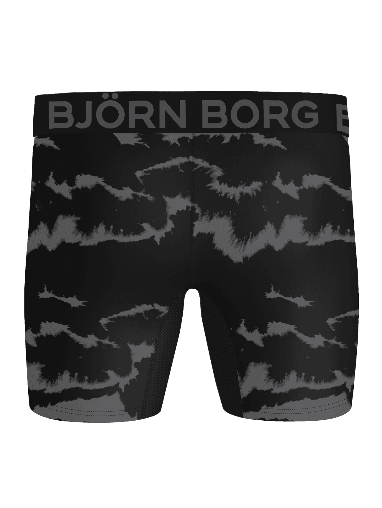 Sports Lightweight Boxers 2-pack träningsboxers i svart mikrofiber med grått mönster och grå logotyp sedda framifrån. - Image 3