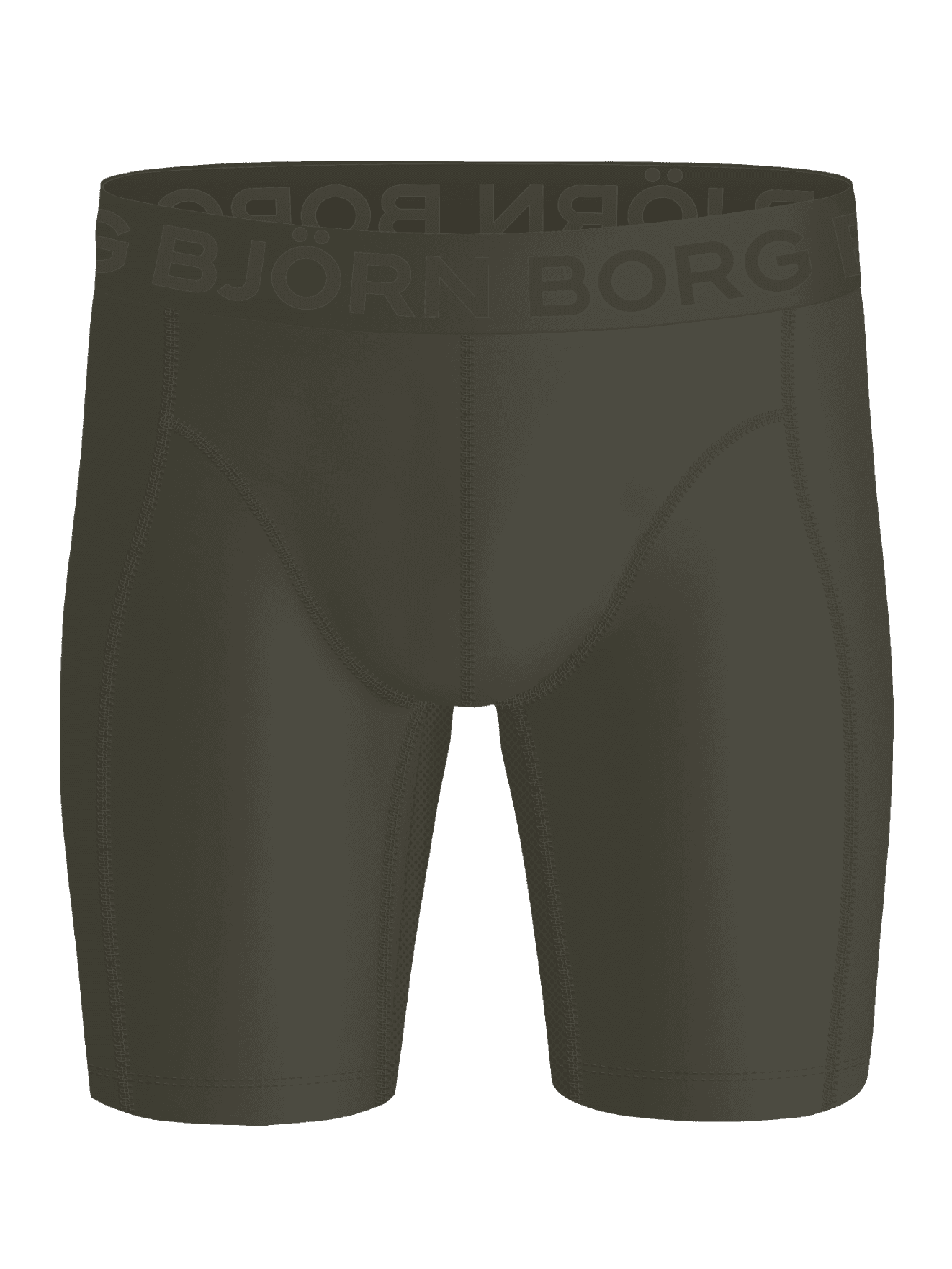 Front view of Sports Lightweight Long Leg Boxers 2-pack in green, performance boxer briefs for training with a tonal logo. - Image 3