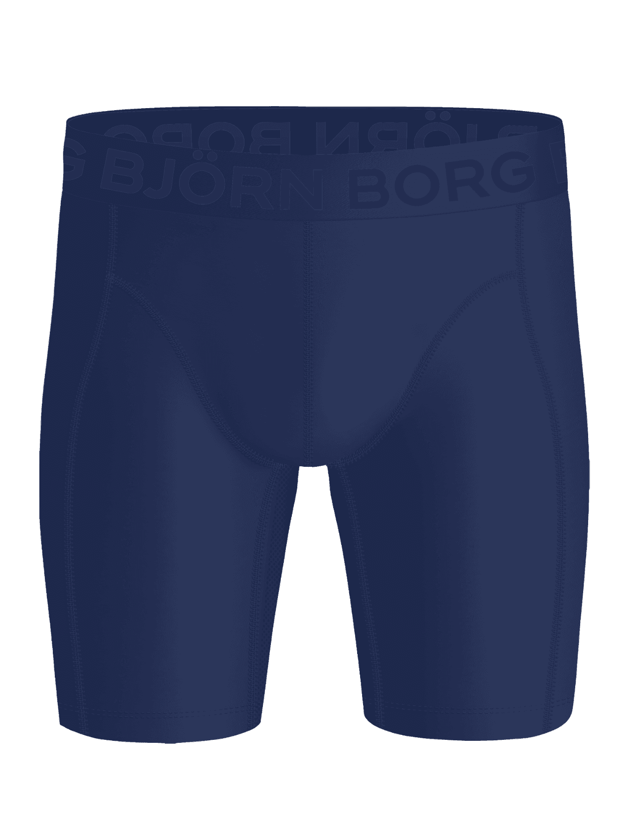 Front view of the navy blue Sports Lightweight Long Leg Boxers 2-pack for training, featuring a tonal logo waistband. - Image 5