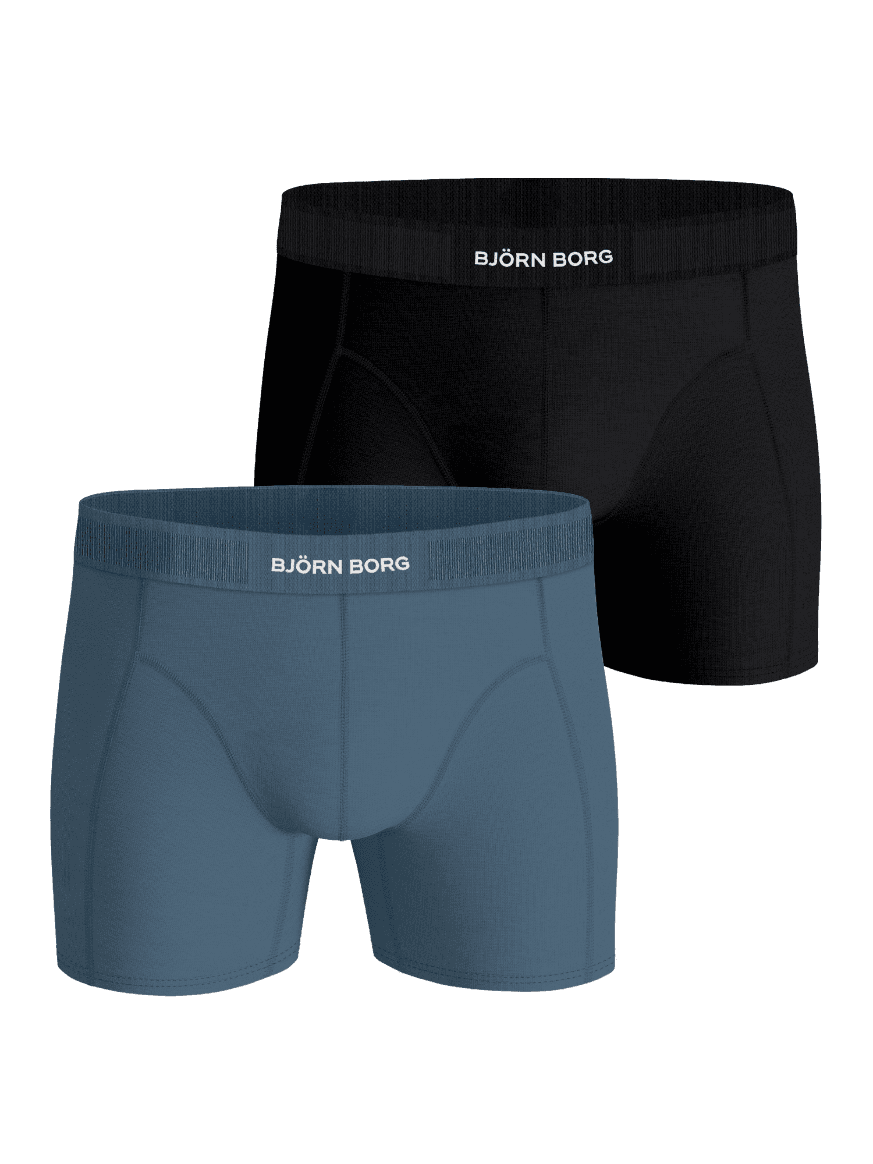 Lyocell Boxers 2-pack in black and blue, featuring soft Tencel lyocell boxer briefs with a supportive logo waistband. - Image 1