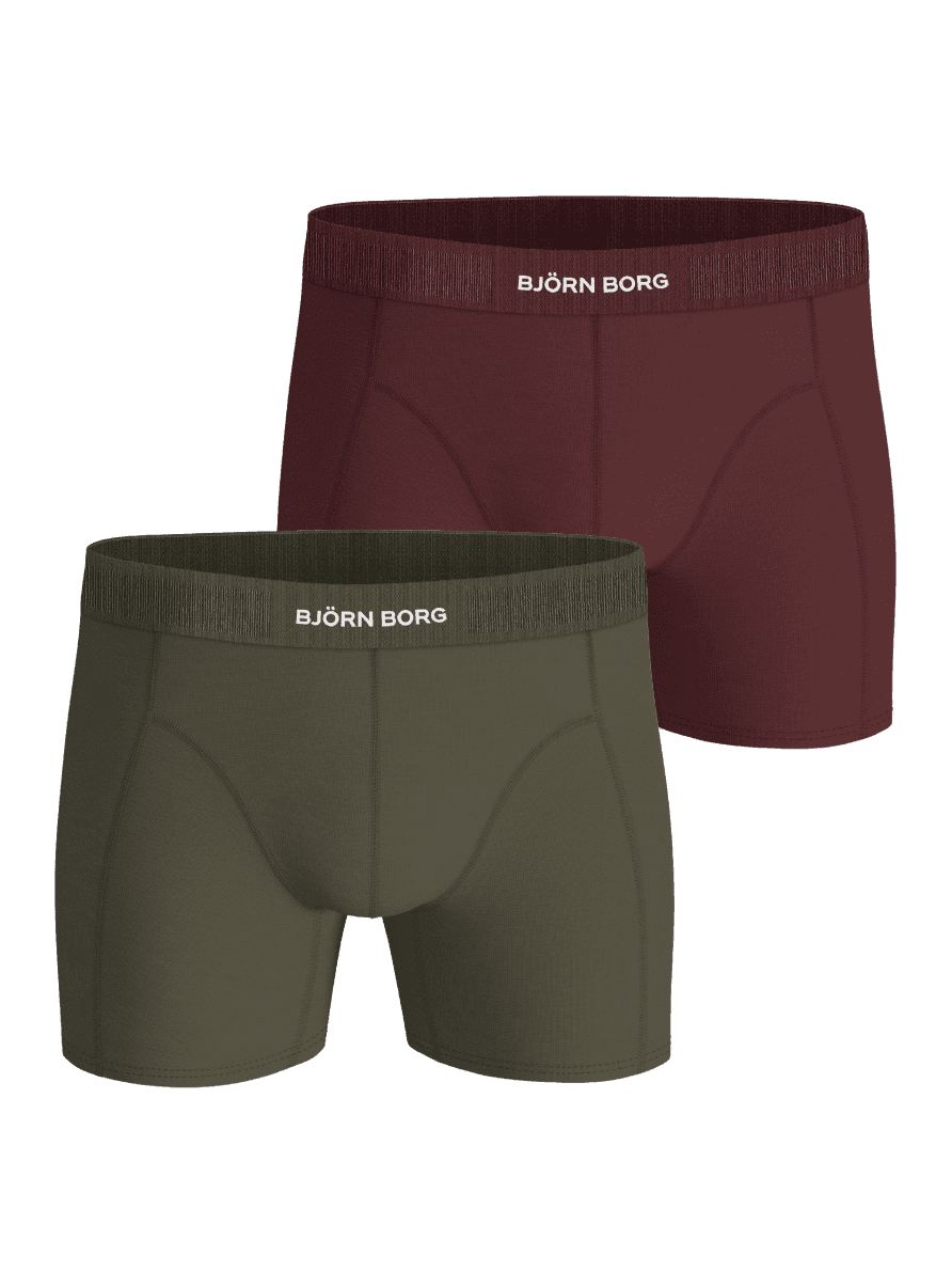 Groene en rode Lyocell Boxers 2-pack van zacht TENCEL™ lyocell met een witte logo-tailleband in vooraanzicht. - Image 1