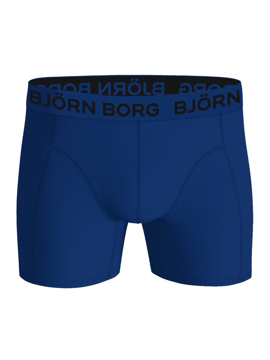 Vorderansicht der Björn Borg Cotton Stretch Boxers 5-pack in Blau für Kids mit schwarzem Logo am Bund. - Image 7