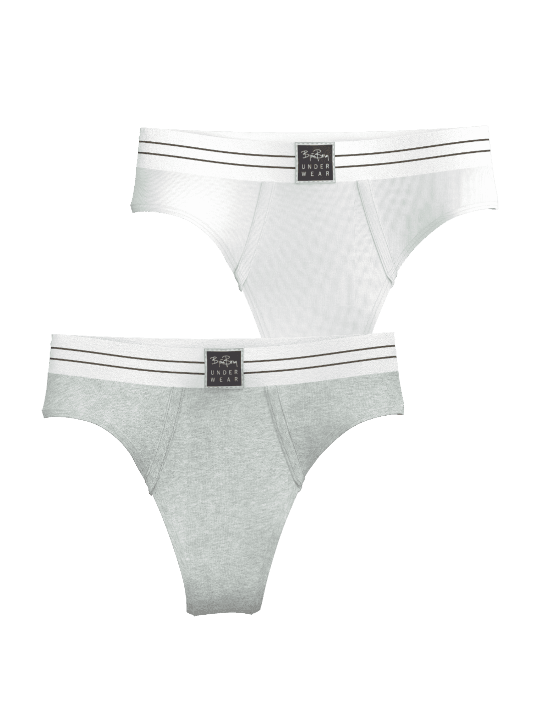 Vorderansicht des Original High Waist Briefs 2-pack in Weiß und Grau aus Bio-Baumwolle mit schmeichelhafter Passform. - Image 2