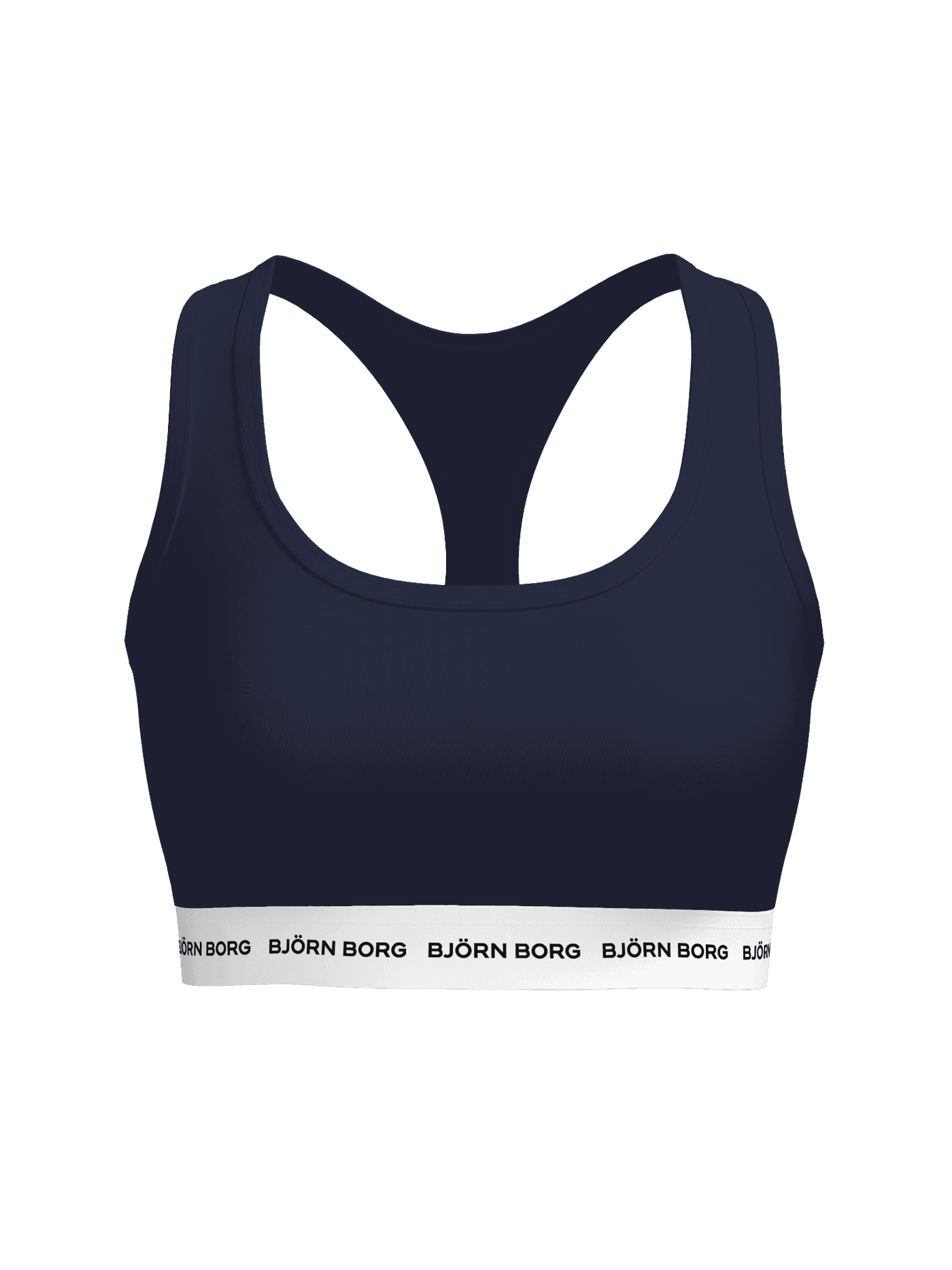 Logo Soft Top en azul marino de algodón elástico suave con espalda deportiva y banda blanca con logotipo negro. - Image 1