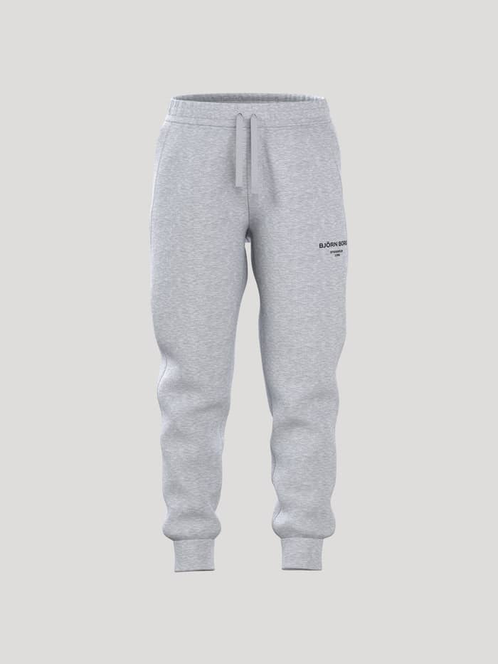 Borg Essential 1 Sweatpants in light grey melange, front view.